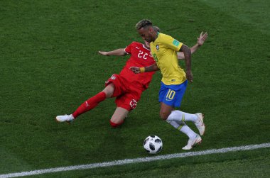 27.06.2018. Moskova, Rusya: Neymar, eylem sırasında futbol FIFA Dünya Kupası Rusya 2018, E Grubu Lulic Sırbistan Vs Brezilya yılında Spartak stadyumu Moskova'da arasında eşleme.
