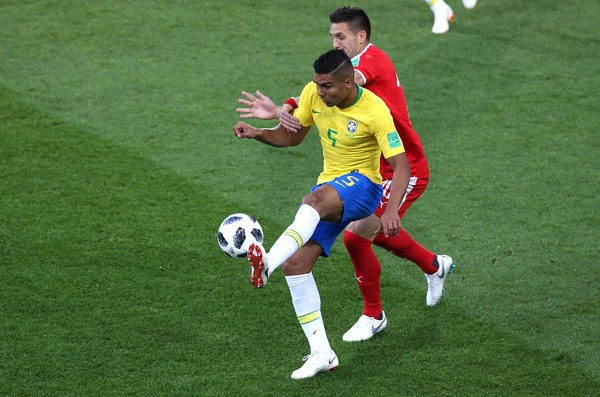 2018 Moscow Russian Casemiro Ação Durante Copa Mundo Fifa Rússia — Fotografia de Stock