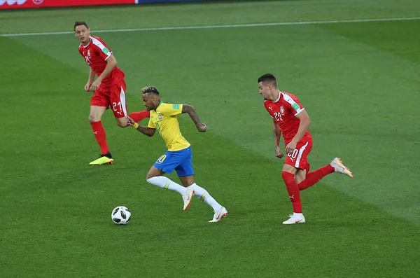 2018 Moscow Russian Neymar Savic Ação Durante Copa Mundo Fifa — Fotografia de Stock