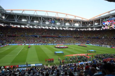 27.06.2018. Moskova, Rusya: eylem sırasında FIFA Dünya Kupası Rusya 2018, E Grubu, futbol maçı Sırbistan Vs Brezilya yılında Spartak stadyumu Moskova'da arasında.