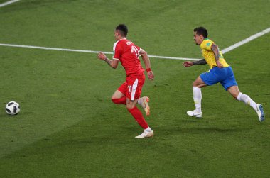 27.06.2018. Moskova, Rusya: eylem sırasında FIFA Dünya Kupası Rusya 2018, E Grubu, futbol maçı Sırbistan Vs Brezilya yılında Spartak stadyumu Moskova'da arasında.