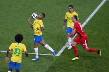 27.06.2018. Moskova, Rusya: İsa eylem sırasında FIFA Dünya Kupası Rusya 2018, E Grubu, futbol maç arasında Sırbistan Vs Brezilya yılında Spartak stadyumu Moskova'da.
