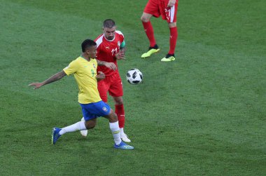 27.06.2018. Moskova, Rusya: Gabriel İsa, eylem sırasında futbol FIFA Dünya Kupası Rusya 2018, E Grubu Kolarov Sırbistan Vs Brezilya yılında Spartak stadyumu Moskova'da arasında eşleme.