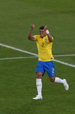 27.06.2018. Moskova, Rusya: Thiago Silva FIFA Dünya Kupası Rusya 2018, E Grubu, futbol sırasında eylem Sırbistan Vs Brezilya yılında Spartak stadyumu Moskova'da arasında eşleme.