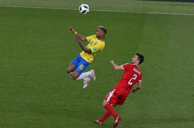 27.06.2018. Moskova, Rusya: Neymar, eylem sırasında futbol FIFA Dünya Kupası Rusya 2018, E Grubu Rukavina Sırbistan Vs Brezilya yılında Spartak stadyumu Moskova'da arasında eşleme.