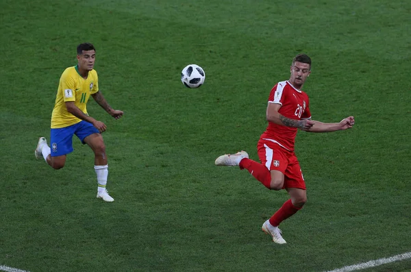 2018 Moscow Russian Philippe Coutinho Savic Milinkovic Ação Durante Copa — Fotografia de Stock