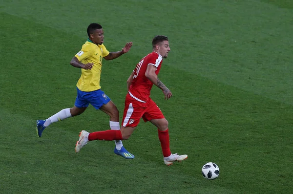 2018 Moscow Russo Milinkovic Savic Gabriel Jesus Ação Durante Copa — Fotografia de Stock