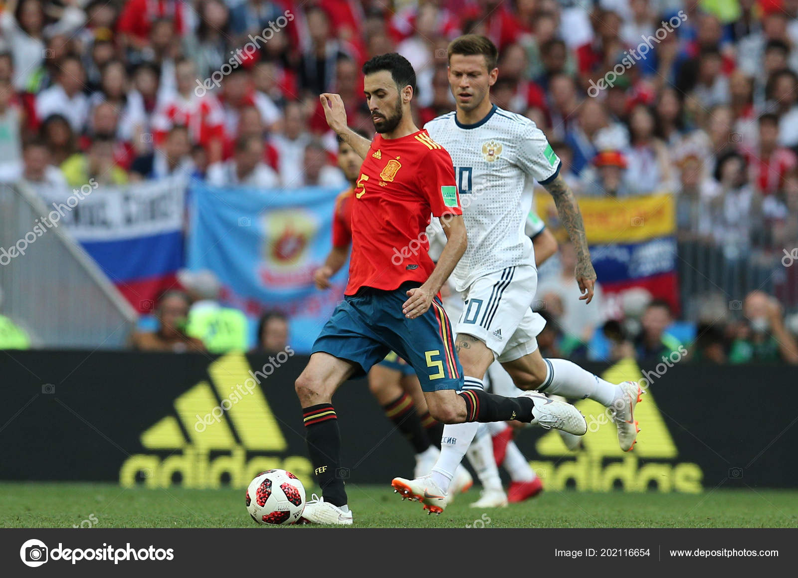 2018 Moscow Russia Sergio Busquets Action Fifa World Cup Russia Stock