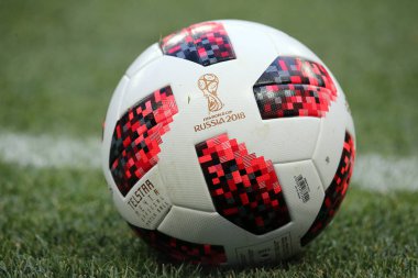 01.07.2018. Moskova, Rusya: resmi topu, FIFA Dünya Kupası Rusya 2018, sekizlik son futbol İspanya Vs Rusya Moskova'da Lujniki Stadyumu arasında eşleme.