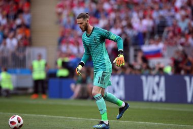 01.07.2018. Moskova, Rusya: David De Gea eylem sırasında FIFA Dünya Kupası Rusya 2018, sekizlik İspanya Vs Rusya Moskova'da Lujniki Stadyumu arasındaki final futbol maçını.