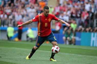 01.07.2018. Moskova, Rusya: Koke eylem sırasında FIFA Dünya Kupası Rusya 2018 görüþ son futbol İspanya Vs Rusya Moskova'da Lujniki Stadyumu arasında eşleme.