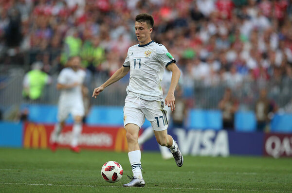 01.07.2018. MOSCOW, Russia: GOLOVIN in action during the Fifa World Cup Russia 2018, Eighths of final football match between SPAIN VS RUSSIA in Luzhniki Stadium in Moscow.