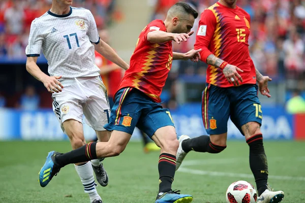 2018 Moscow Rússia Jordi Alba Ação Durante Copa Mundo Fifa — Fotografia de Stock