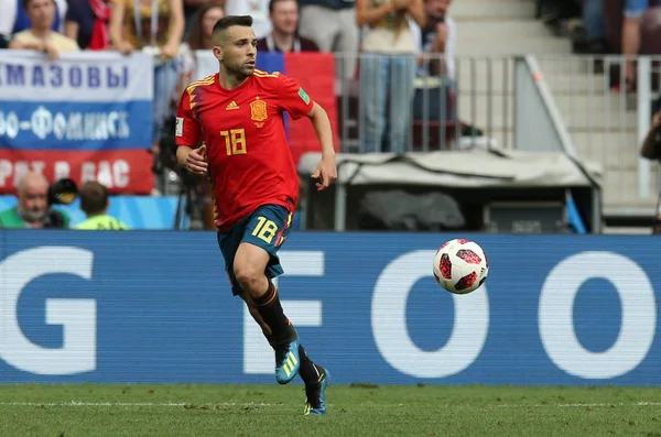 2018 Moskau Russland Jordi Alba Aktion Während Der Fifa Weltmeisterschaft — Stockfoto