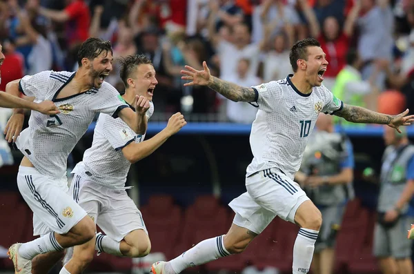 2018 Moscow Rússia Rússia Team Celebrate Victory Fifa World Cup — Fotografia de Stock