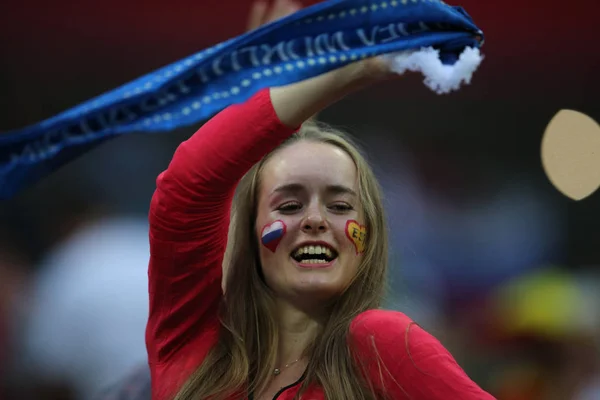 2018 Moskau Russland Russland Fans Feiern Sieg Bei Der Fifa — Stockfoto