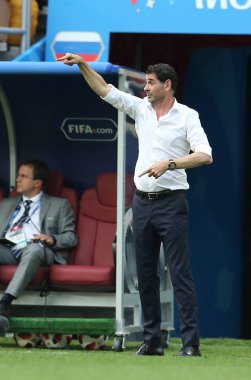 01.07.2018. Moskova, Rusya: Fernando Hierro FIFA Dünya Kupası Rusya 2018 sırasında son futbol görüþ İspanya Vs Rusya Moskova'da Lujniki Stadyumu arasında eşleme.