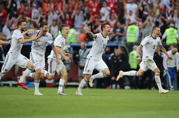 2018 Moscow Rússia Rússia Team Celebrate Victory Fifa World Cup — Fotografia de Stock