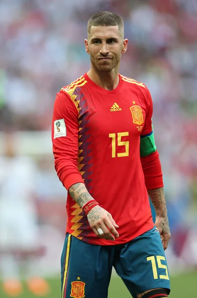 正規品スペイン代表 2018 ワールドカップユニフォーム　セルヒオラモス選手 先制ゴールに関与し喜ぶセルヒオラモス【スペインvsロシア：ラウンド16