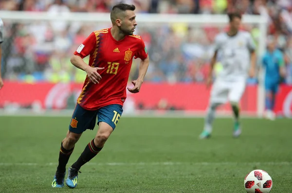 2018 Moscow Rússia Jordi Alba Ação Durante Copa Mundo Fifa — Fotografia de Stock