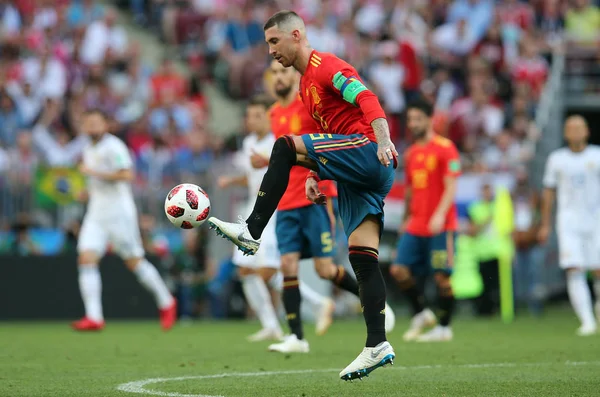 2018 Moscú Rusia Sergio Ramos Acción Durante Copa Mundial Fútbol — Foto de Stock