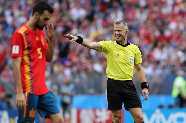 2018 Moscú Rusia Referee Kuipers Acción Durante Copa Mundial Fifa — Foto de Stock