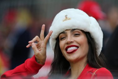 03.07.2018. Moskova, Rusya: Kolombiya taraftarlara yuvarlak-16 FIFA Dünya Kupası Rusya 2018 futbol tribünlerde Kolombiya Vs İngiltere'de Spartak Stadyumu arasında eşleme.