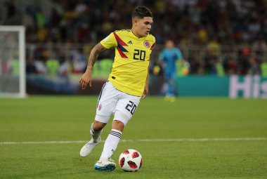 03.07.2018. Moskova, Rusya: Juan Quintero eylem sırasında yuvarlak-16 FIFA Dünya Kupası Rusya 2018 futbol maç arasında Kolombiya Vs İngiltere'de Spartak stadyumu.