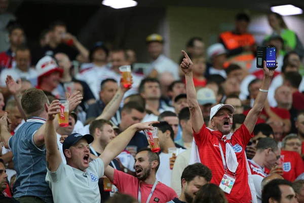 2018 Moskwa Rosja Anglia Kibiców Trybunach Rundzie Fifa World Cup — Zdjęcie stockowe