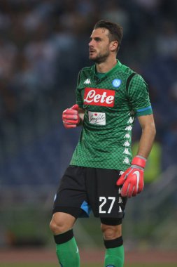 Rome, İtalya - 18 Ağustos 2018: Serie A: Karnezis S.S. Lazio Vs Napoli Roma Stadio Olimpico İtalyan Serie A maçı sırasında eylem