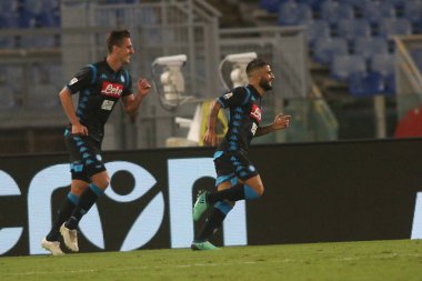 Roma, İtalya - 18 Ağustos 2018: S.S. Lazio Vs Napoli Roma Stadio Olimpico İtalyan Serie A maçı Serie A: Insigne puan Gol