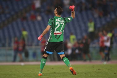 Rome, İtalya - 18 Ağustos 2018: Serie A:Karnezis S.S. Lazio Vs Napoli Roma Stadio Olimpico İtalyan Serie A maçı sırasında eylem