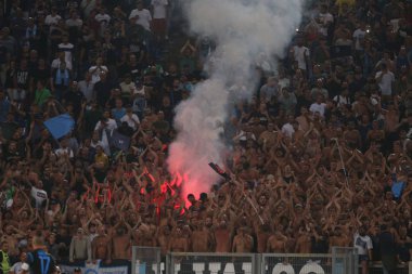 Rome, İtalya - 18 Ağustos 2018: Serie A: S.S. Lazio Vs Napoli Roma Stadio Olimpico İtalyan Serie A maçı sırasında eylem