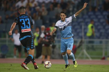 Rome, İtalya - 18 Ağustos 2018: Serie A:Luis Alberto S.S. Lazio Vs Napoli Roma Stadio Olimpico İtalyan Serie A maçı sırasında eylem