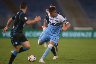 Rome, İtalya - 18 Ağustos 2018: Serie A:Sergej Milinkovic-Savic S.S. Lazio Vs Napoli Roma Stadio Olimpico İtalyan Serie A maçı sırasında eylem