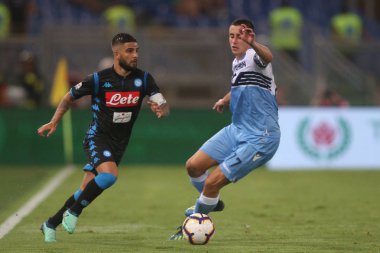 Rome, İtalya - 18 Ağustos 2018: Serie A: Lorenzo Insigne S.S. Lazio Vs Napoli Roma Stadio Olimpico İtalyan Serie A maçı sırasında eylem