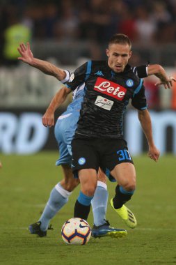 Rome, İtalya - 18 Ağustos 2018: Serie A: Rog S.S. Lazio Vs Napoli Roma Stadio Olimpico İtalyan Serie A maçı sırasında eylem