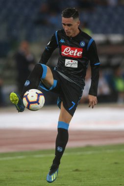 Rome, İtalya - 18 Ağustos 2018: Serie A: Jos Calleion S.S. Lazio Vs Napoli Roma Stadio Olimpico İtalyan Serie A maçı sırasında eylem
