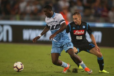 Rome, İtalya - 18 Ağustos 2018: Serie A: Bastos S.S. Lazio Vs Napoli Roma Stadio Olimpico İtalyan Serie A maçı sırasında eylem