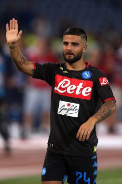 Rome, İtalya - 18 Ağustos 2018: Serie A: Insigne S.S. Lazio Vs Napoli Roma Stadio Olimpico İtalyan Serie A maçı sırasında eylem