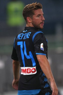 Rome, İtalya - 18 Ağustos 2018: Serie A: kurur Mertens S.S. Lazio Vs Napoli Roma Stadio Olimpico İtalyan Serie A maçı sırasında eylem