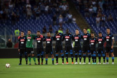 Rome, İtalya - 18 Ağustos 2018: Serie A: S.S. Lazio Vs Napoli Roma Stadio Olimpico İtalyan Serie A maçı sırasında eylem