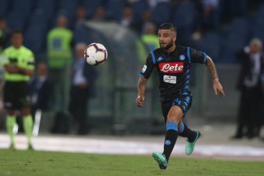 Rome, İtalya - 18 Ağustos 2018: Serie A: Lorenzo Insigne S.S. Lazio Vs Napoli Roma Stadio Olimpico İtalyan Serie A maçı sırasında eylem