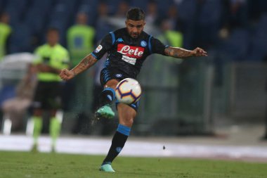 Rome, İtalya - 18 Ağustos 2018: Serie A: Lorenzo Insigne S.S. Lazio Vs Napoli Roma Stadio Olimpico İtalyan Serie A maçı sırasında eylem