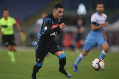 Rome, İtalya - 18 Ağustos 2018: Serie A:Jos Calleion S.S. Lazio Vs Napoli Roma Stadio Olimpico İtalyan Serie A maçı sırasında eylem
