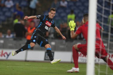 18.08.2018. Stadio Olimpico, Roma, İtalya. Serie A: Arkadiusz Milik S.S. Lazio Vs Napoli Roma Stadio Olimpico İtalyan Serie A maçı sırasında eylem
