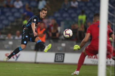 18.08.2018. Stadio Olimpico, Roma, İtalya. Serie A: Arkadiusz Milik S.S. Lazio Vs Napoli Roma Stadio Olimpico İtalyan Serie A maçı sırasında eylem