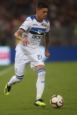 Rome, İtalya - 27 Ağustos 2018: Stadio Olimpico, Roma, İtalya. Serie A: Rigoni A.S. Roma V Atalanta Roma Stadio Olimpico İtalyan Serie A maçı sırasında eylem