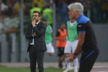 Rome, İtalya - 27 Ağustos 2018: Stadio Olimpico, Roma, İtalya. Serie A: Eusebio Di Francesco A.S. Roma V Atalanta Roma Stadio Olimpico İtalyan Serie A maçı sırasında eylem
