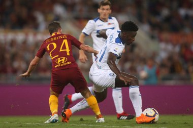 Rome, İtalya - 27 Ağustos 2018: Stadio Olimpico, Roma, İtalya. Serie A:Duvan Zapata, eylem sırasında İtalyan Serie A Florenzi A.S. Roma V Atalanta Roma Stadio Olimpico arasında eşleme